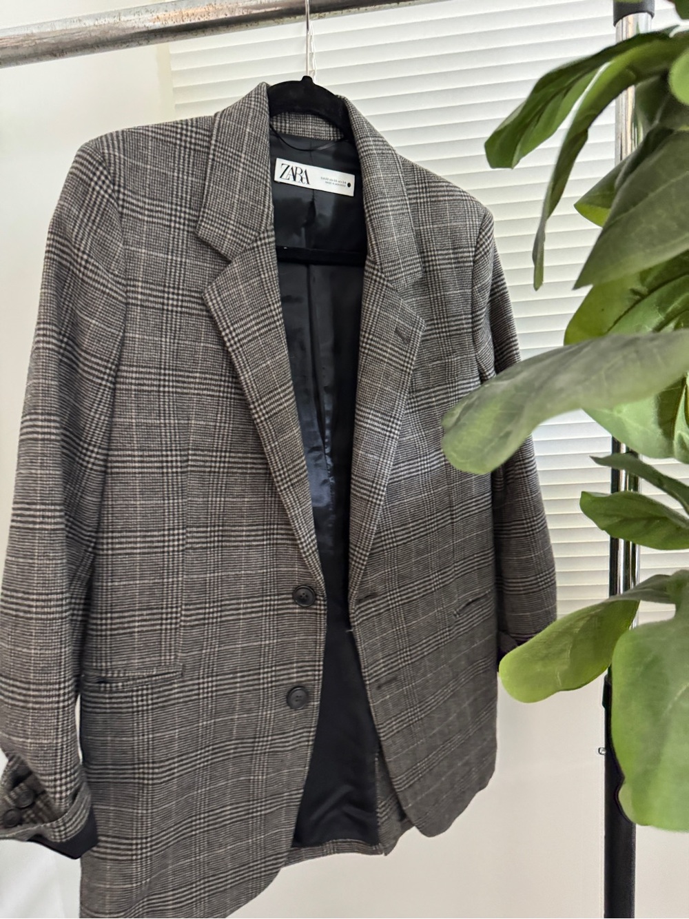 ZARA oversized Gray Glen Plaid Blazer